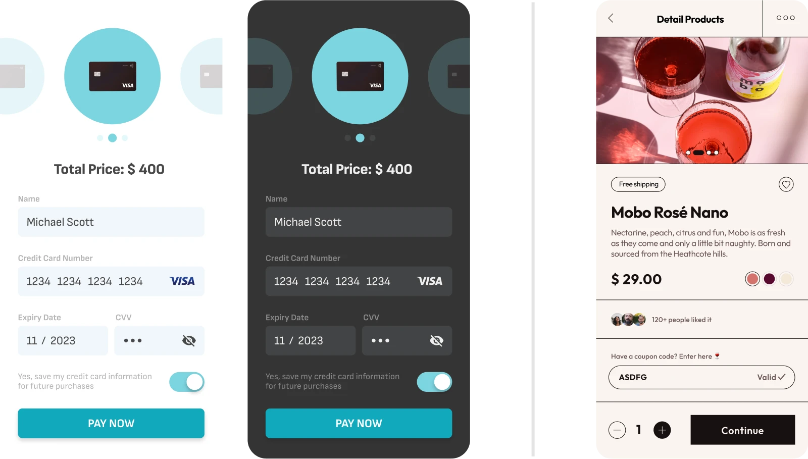 Credit Card Checkout for Mobile and Single Item Page for Wine E-Commerce