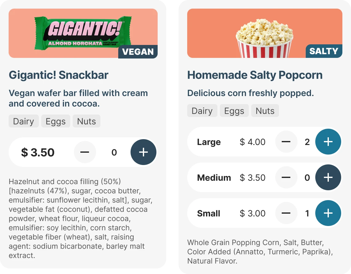 sample of modals applied to the app