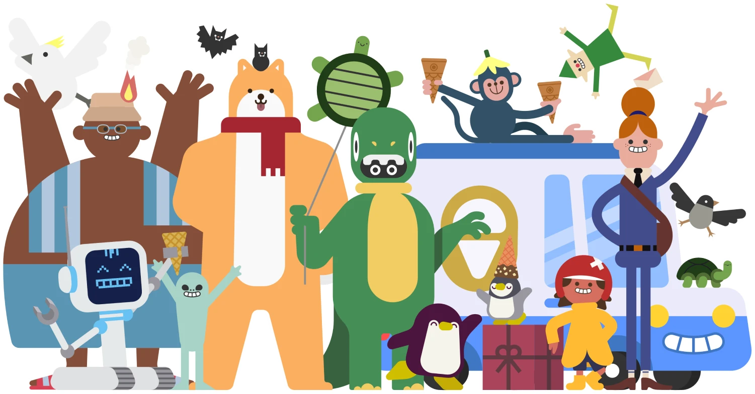 collage of Ice Cream Disaster's various characters