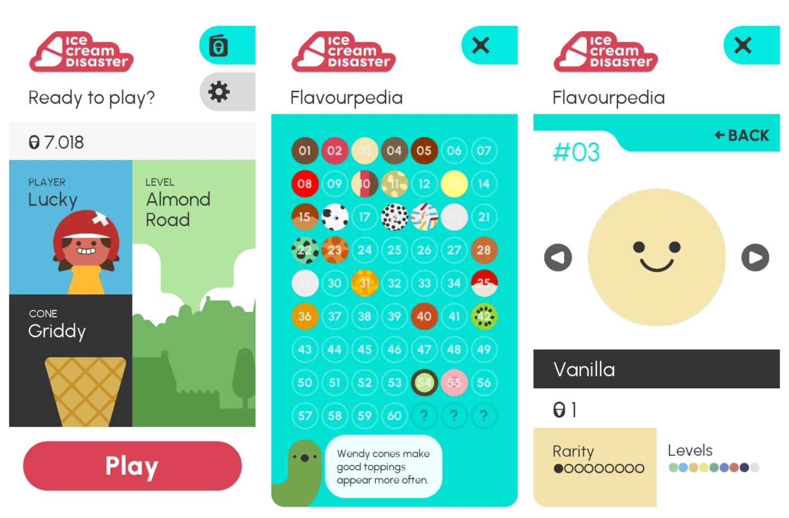 Ice Cream Disaster's main menu screen