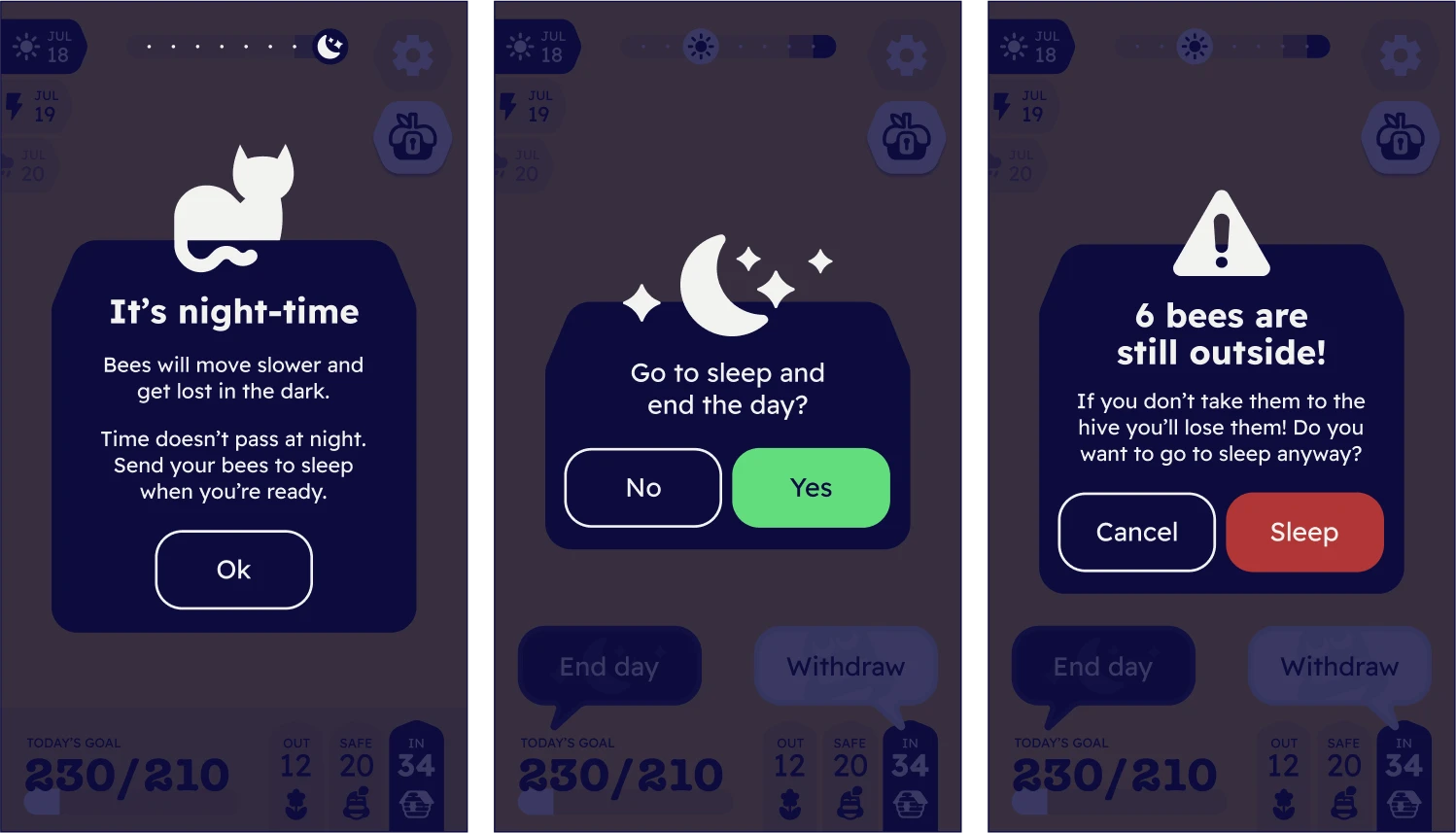 examples of modal windows shown in the game's HUD