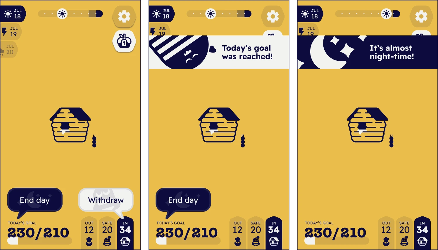 examples of popup messages shown in the game's HUD