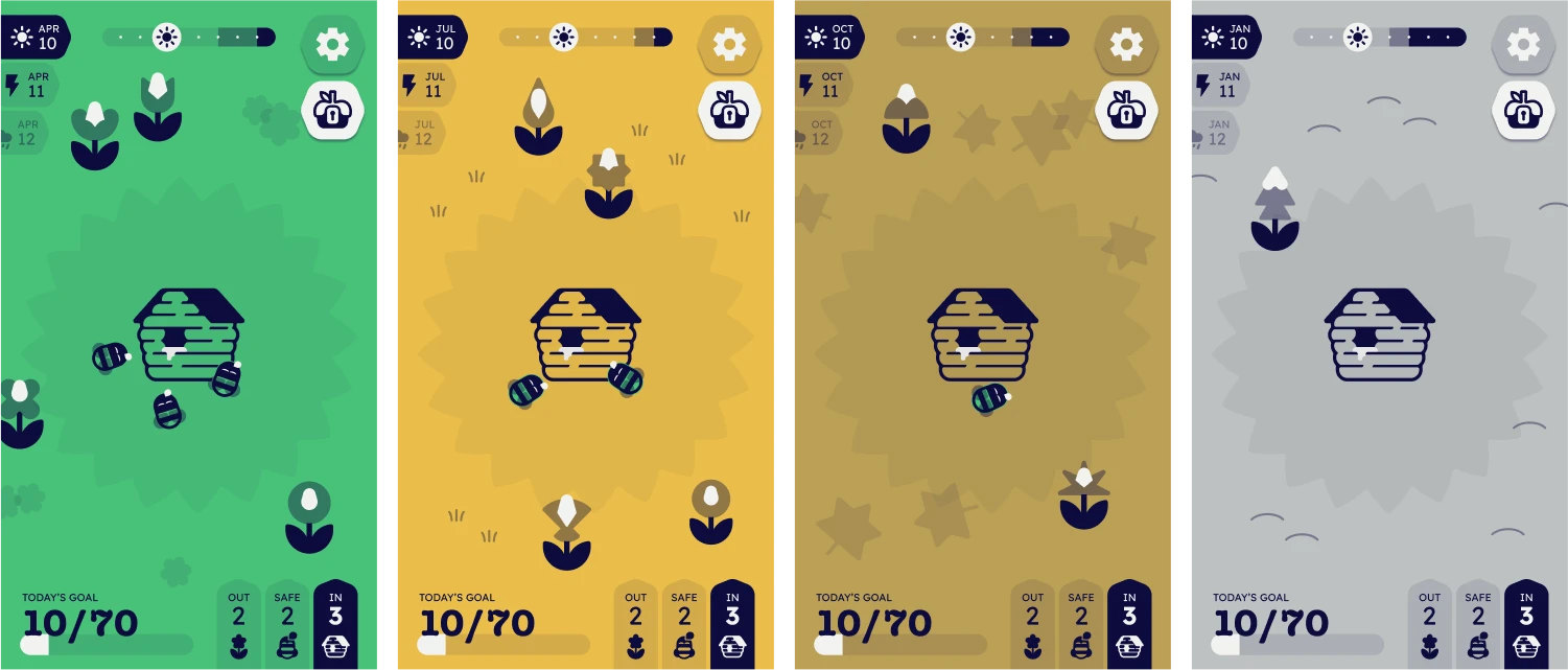 main screen with different season colours